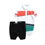 Set Bộ Nam - Áo Thun Nam Polo Cổ Bẻ Vải Thun Cá Sấu Poly Phối Kẻ Sọc Màu Và Quần Short Kaki Co Giãn Phối Nút Cao Cấp (Có Size 36)