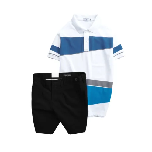 Set Bộ Nam - Áo Thun Nam Polo Cổ Bẻ Vải Thun Cá Sấu Poly Phối Kẻ Sọc Màu Và Quần Short Kaki Co Giãn Phối Nút Cao Cấp (Có Size 36)
