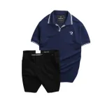 Set Bộ Nam - Áo Thun Nam Polo Cổ Bẻ Viền Bo Ngực Thêu Logo Chữ R Và Quần Short Kaki Co Giãn Phối Nút Cao Cấp (Có Size 36)