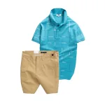 Set Bộ Nam - Áo Thun Nam Polo Phối Hoạ Tiết Kẻ Sọc Và Quần Short Kaki Co Giãn Phối Nút Cao Cấp (Có Size 36)