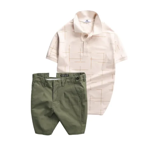 Set Bộ Nam - Áo Thun Nam Polo Phối Hoạ Tiết Kẻ Sọc Và Quần Short Kaki Co Giãn Phối Nút Cao Cấp (Có Size 36)