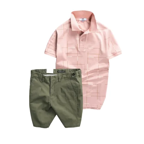 Set Bộ Nam - Áo Thun Nam Polo Phối Hoạ Tiết Kẻ Sọc Và Quần Short Kaki Co Giãn Phối Nút Cao Cấp (Có Size 36)