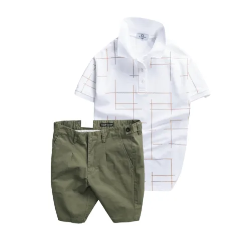 Set Bộ Nam - Áo Thun Nam Polo Phối Hoạ Tiết Kẻ Sọc Và Quần Short Kaki Co Giãn Phối Nút Cao Cấp (Có Size 36)