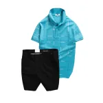 Set Bộ Nam - Áo Thun Nam Polo Phối Hoạ Tiết Kẻ Sọc Và Quần Short Kaki Co Giãn Phối Nút Cao Cấp (Có Size 36)