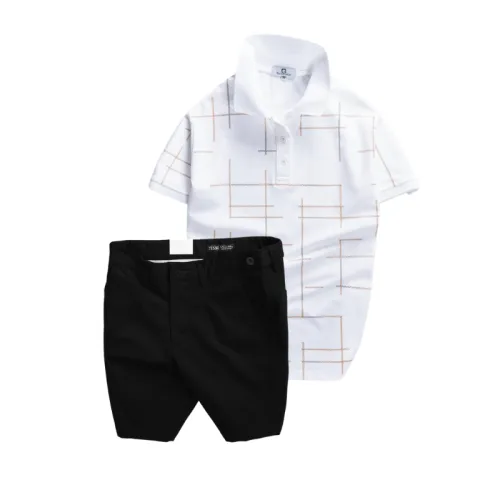 Set Bộ Nam - Áo Thun Nam Polo Phối Hoạ Tiết Kẻ Sọc Và Quần Short Kaki Co Giãn Phối Nút Cao Cấp (Có Size 36)