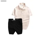 Set Bộ Nam - Áo Thun Nam Polo Phối Hoạ Tiết Kẻ Sọc Và Quần Short Kaki Co Giãn Phối Nút Cao Cấp (Có Size 36)