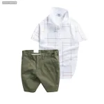 Set Bộ Nam - Áo Thun Nam Polo Phối Hoạ Tiết Kẻ Sọc Và Quần Short Kaki Co Giãn Phối Nút Cao Cấp (Có Size 36)