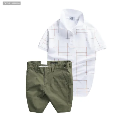 Set Bộ Nam - Áo Thun Nam Polo Phối Hoạ Tiết Kẻ Sọc Và Quần Short Kaki Co Giãn Phối Nút Cao Cấp (Có Size 36)