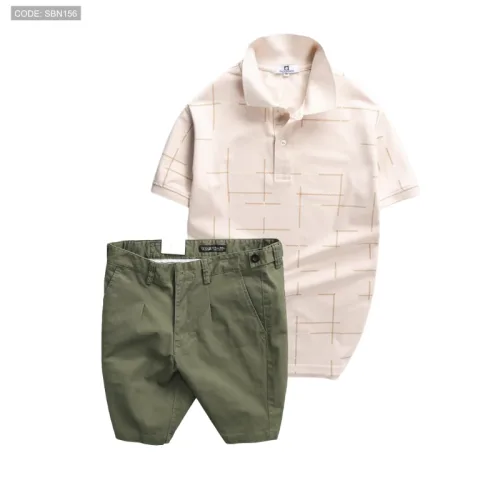 Set Bộ Nam - Áo Thun Nam Polo Phối Hoạ Tiết Kẻ Sọc Và Quần Short Kaki Co Giãn Phối Nút Cao Cấp (Có Size 36)