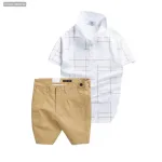 Set Bộ Nam - Áo Thun Nam Polo Phối Hoạ Tiết Kẻ Sọc Và Quần Short Kaki Co Giãn Phối Nút Cao Cấp (Có Size 36)