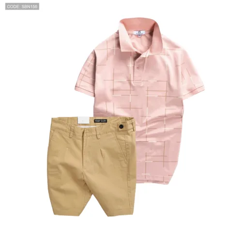 Set Bộ Nam - Áo Thun Nam Polo Phối Hoạ Tiết Kẻ Sọc Và Quần Short Kaki Co Giãn Phối Nút Cao Cấp (Có Size 36)