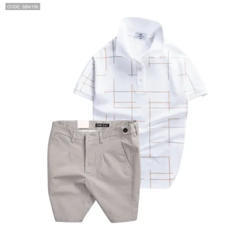 Set Bộ Nam - Áo Thun Nam Polo Phối Hoạ Tiết Kẻ Sọc Và Quần Short Kaki Co Giãn Phối Nút Cao Cấp (Có Size 36)