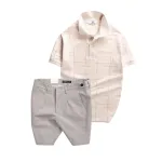 Set Bộ Nam - Áo Thun Nam Polo Phối Hoạ Tiết Kẻ Sọc Và Quần Short Kaki Co Giãn Phối Nút Cao Cấp (Có Size 36)