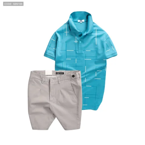 Set Bộ Nam - Áo Thun Nam Polo Phối Hoạ Tiết Kẻ Sọc Và Quần Short Kaki Co Giãn Phối Nút Cao Cấp (Có Size 36)
