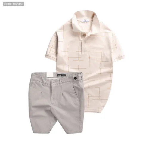 Set Bộ Nam - Áo Thun Nam Polo Phối Hoạ Tiết Kẻ Sọc Và Quần Short Kaki Co Giãn Phối Nút Cao Cấp (Có Size 36)