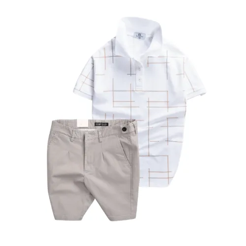 Set Bộ Nam - Áo Thun Nam Polo Phối Hoạ Tiết Kẻ Sọc Và Quần Short Kaki Co Giãn Phối Nút Cao Cấp (Có Size 36)