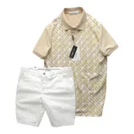 Set Bộ Nam Áo Thun Polo Cổ Bẻ Pack Hourse In Chữ HP Phối Quần Short Kaki Rurumen Cao Cấp