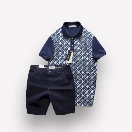 Set Bộ Nam Áo Thun Polo Cổ Bẻ Pack Hourse In Chữ HP Phối Quần Short Kaki Rurumen Cao Cấp