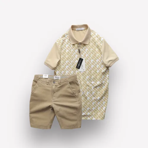 Set Bộ Nam Áo Thun Polo Cổ Bẻ Pack Hourse In Chữ HP Phối Quần Short Kaki Rurumen Cao Cấp