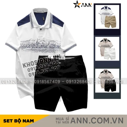 Set Bộ Nam Áo Thun Polo Pack Horse Họa Tiết Ngôi Làng Cổ Điển Quần Short Kaki Cao Cấp (Có Size 3x)