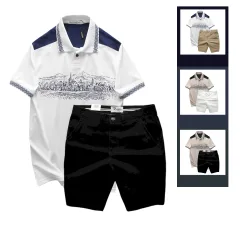 Set Bộ Nam Áo Thun Polo Pack Horse Họa Tiết Ngôi Làng Cổ Điển Quần Short Kaki Cao Cấp (Có Size 3x)