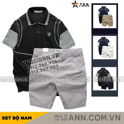 Set Bộ Nam Áo Thun Polo Pack Horse Logo Thêu Nổi In Chữ Trinity + Quần Short Kaki Cao Cấp