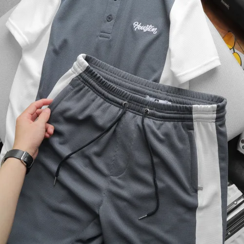 Set Bộ Nam Quần Short Áo Cổ Bẻ Thêu Logo Houston