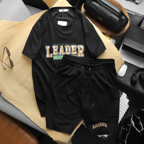 Set Bộ Nam Quần Short Áo Cổ Tròn In Chữ Leader