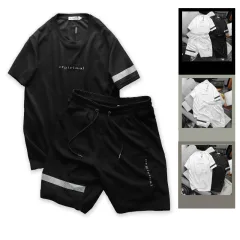 Set Bộ Nam Quần Short Áo Tay Ngắn Viền Sọc In Chữ Orgininal