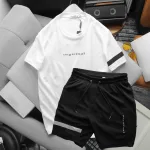 Set Bộ Nam Quần Short Áo Tay Ngắn Viền Sọc In Chữ Orgininal