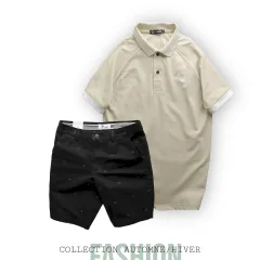 Set Bộ Nam Quần Short Kaki Hoạ Tiết Phối Áo Thun Polo Cổ Bẻ Thêu Logo Rubik