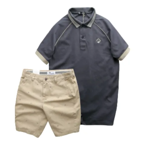 Set Bộ Nam Quần Short Kaki Hoạ Tiết Phối Áo Thun Polo Cổ Bẻ Thêu Logo Rubik