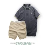 Set Bộ Nam Quần Short Kaki Hoạ Tiết Phối Áo Thun Polo Cổ Bẻ Thêu Logo Rubik