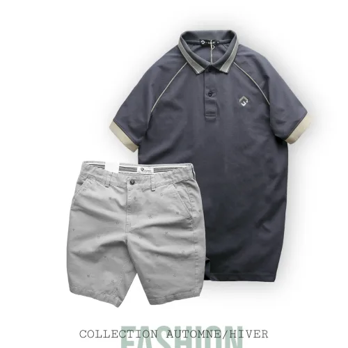 Set Bộ Nam Quần Short Kaki Hoạ Tiết Phối Áo Thun Polo Cổ Bẻ Thêu Logo Rubik