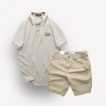 Set Bộ Nam Quần Short Kaki In Hoạ Tiết Phối Áo Thun Polo Cổ Bẻ Logo Chữ Rears