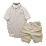 Set Bộ Nam Quần Short Kaki In Hoạ Tiết Phối Áo Thun Polo Cổ Bẻ Logo Chữ Rears