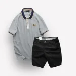 Set Bộ Nam Quần Short Kaki In Hoạ Tiết Phối Áo Thun Polo Cổ Bẻ Logo Chữ Rears