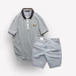 Set Bộ Nam Quần Short Kaki In Hoạ Tiết Phối Áo Thun Polo Cổ Bẻ Logo Chữ Rears