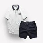 Set Bộ Nam Quần Short Kaki In Hoạ Tiết Phối Áo Thun Polo Cổ Bẻ Logo Chữ Rears