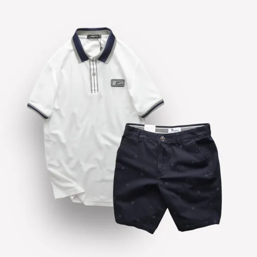 Set Bộ Nam Quần Short Kaki In Hoạ Tiết Phối Áo Thun Polo Cổ Bẻ Logo Chữ Rears