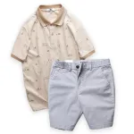 Set Bộ Nam Quần Short Kaki Lưng Thun Phối Áo Thun Polo Nam Cổ Bẻ Hoạ Tiết