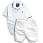 Set Bộ Nam Quần Short Kaki Phối Áo Thun Cá Sấu Cổ Bẻ Viền Bo Ngực Thêu Logo Chữ R