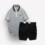 Set Bộ Nam Quần Short Kaki Phối Áo Thun Polo Cổ Bẻ Logo Chữ Rears