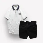 Set Bộ Nam Quần Short Kaki Phối Áo Thun Polo Cổ Bẻ Logo Chữ Rears