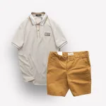Set Bộ Nam Quần Short Kaki Phối Áo Thun Polo Cổ Bẻ Logo Chữ Rears