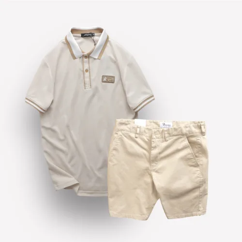 Set Bộ Nam Quần Short Kaki Phối Áo Thun Polo Cổ Bẻ Logo Chữ Rears