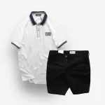 Set Bộ Nam Quần Short Kaki Phối Áo Thun Polo Cổ Bẻ Logo Chữ Rears
