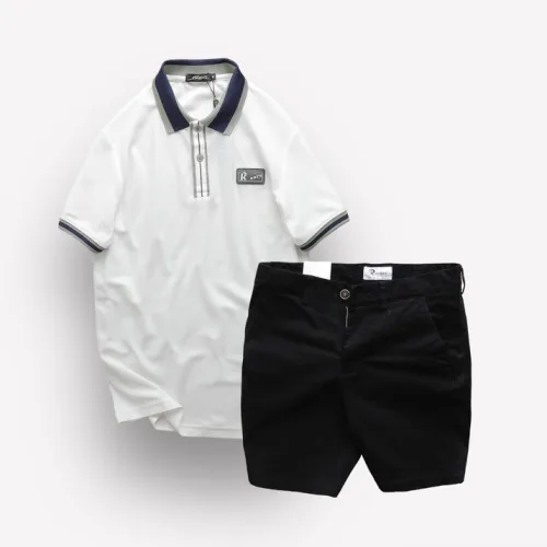 Set Bộ Nam Quần Short Kaki Phối Áo Thun Polo Cổ Bẻ Logo Chữ Rears