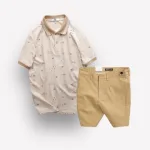 Set Bộ Nam Quần Short Kaki Phối Cúc và Áo Thun Polo Cổ Bẻ Pack Horse In Hoạ Tiết