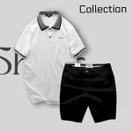 Set Bộ Nam Quân Short Kaki Rurumen Cao Cấp Phối Áo Thun Polo Cổ Bẻ Thêu Chữ Shark